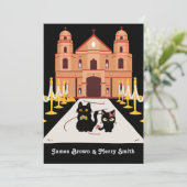 Schattige tweekleurige kerkbruiloft kaart (Staand voorkant)