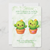 Schattige Tweeling Cactus Baby Shower Kaart (Achterkant)