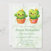 Schattige Tweeling Cactus Baby Shower Kaart (Voorkant)