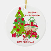 Schattige Tweeling Eerste Kerstmis Ornament (Voorkant)