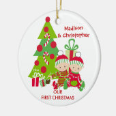 Schattige Tweeling Eerste Kerstmis Ornament (Links)