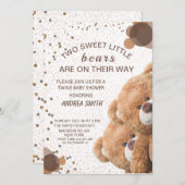 Schattige Tweelingberen Baby Kaart (Voorkant / Achterkant)