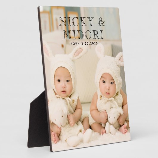 Schattige tweelingen foto fotoplaat (Zijkant)