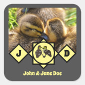 Schattige tweelingnaamplaatfoto Foto Vierkante Sticker (Voorkant)