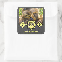 Schattige tweelingnaamplaatfoto Foto