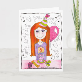 Schattige Tween Girl Kind Happy Birthday Kaart