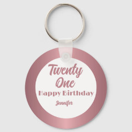Schattige Twenty One Roos Gold Script Happy Birthd Sleutelhanger