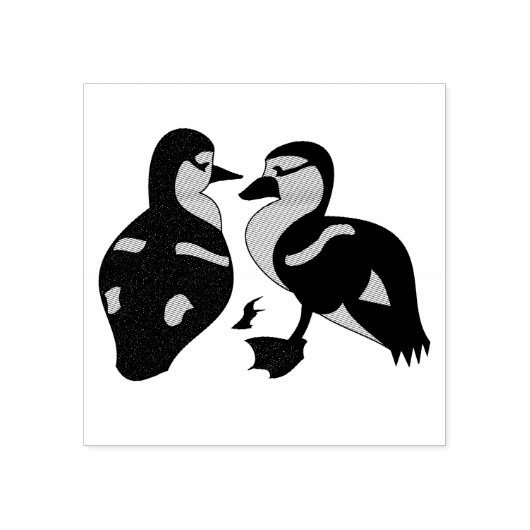 Schattige Twin Baby Ducking Huddling Cartoon Rubberstempel (Afrduk)