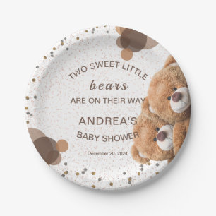 Schattige Twin Beren Baby shower Papier Borden Papieren Bordje