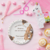 Schattige Twin Beren Baby shower Papieren Bordje (Feest)