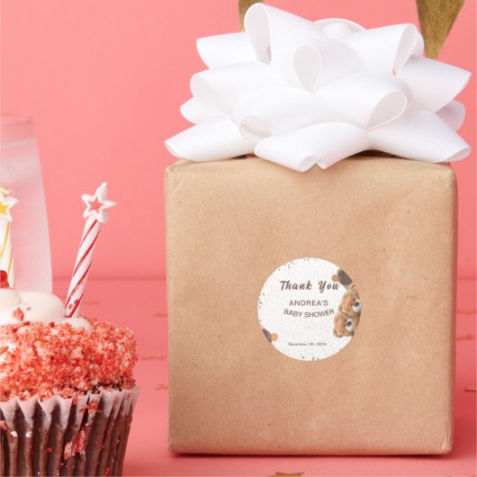 Schattige Twin Beren Baby shower Ronde Sticker (Feest)