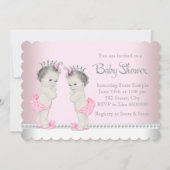 Schattige Twin Girl Baby shower Kaart (Voorkant)