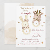 Schattige Twin Girls Baby shower Uitnodiging (Voorkant / Achterkant)