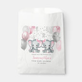 Schattige Twin Meisje Olifant Roze Ballons Baby sh Bedankzakje (Voorkant)