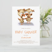 Schattige Twin Owls Baby shower Kaart (Staand voorkant)