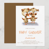 Schattige Twin Owls Baby shower Kaart (Voorkant / Achterkant)