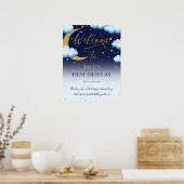 Schattige Twinkle Little Star Blue Boy 1e Verjaard Poster (Keuken)