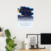 Schattige Twinkle Little Star Blue Boy 1e Verjaard Poster (Thuiskantoor)