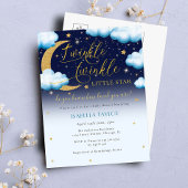 Schattige Twinkle Little Star Blue Boy Baby shower Uitnodiging Briefkaart