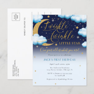 Schattige Twinkle Little Star Blue Boy Eerste Verj Uitnodiging Briefkaart