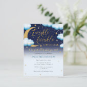 Schattige Twinkle Little Star Blue Boy Eerste Verj Uitnodiging Briefkaart (Staand voorkant)