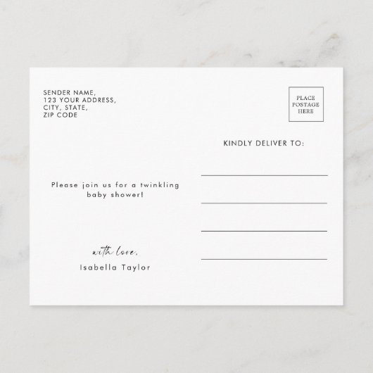 Schattige Twinkle Little Star Roze Meisje Baby sho Uitnodiging Briefkaart (Achterkant)