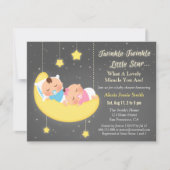 Schattige Twinkle Twinkle Little Star Tweeling Bab Kaart (Voorkant)