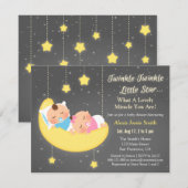 Schattige Twinkle Twinkle Little Star Tweeling Bab Kaart (Voorkant / Achterkant)