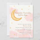 Schattige Twinkle Twinkle Moon Stars Meisje Baby s Kaart (Voorkant)