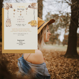 Schattige Twins Boy & Girl Baby shower Uitnodiging