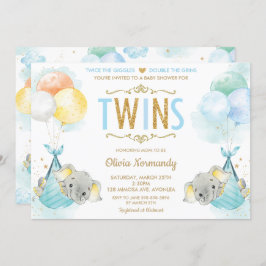 Schattige Twins Boys Olifant Baby shower Sprinkle Kaart