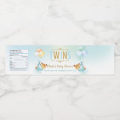 Schattige Twins Boys Teddy Bear Baby shower Favor Waterfles Etiket (Enkel label)