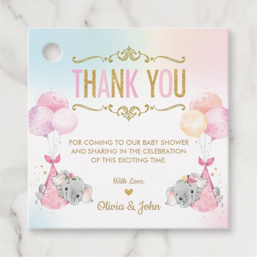 Schattige Twins Meisjes Olifant Baby shower Dank j Bedankjes Labels (Voorkant)