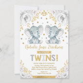 Schattige Twins Olifant Baby shower Alabaster Flor Kaart (Voorkant)