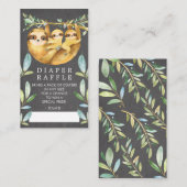 Schattige Twins Sloth Baby shower Luier Raffle Tic Informatiekaartje (Voorkant / Achterkant)