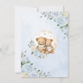Schattige Twins Teddy Bears Blue Floral Boy Baby s Bedankkaart (Achterkant)