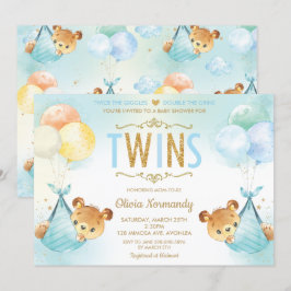 Schattige Twins Twin Baby Boys Teddy Bears Baby sh Kaart