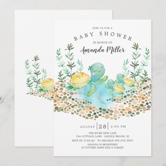 Schattige Twins Zee Turtle Ocean Baby shower Kaart (Voorkant / Achterkant)