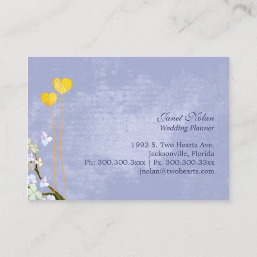 Schattige Two Hearts Wedding Planner Visitekaartje (Achterkant)