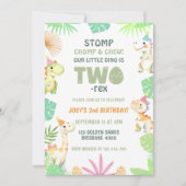 Schattige Two Rex Dinosaur 2e verjaardagsfeestje v Kaart (Voorkant)