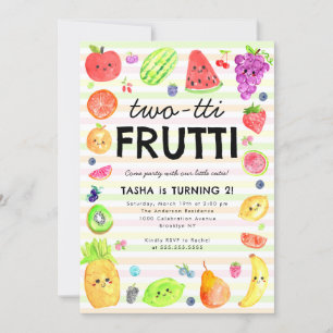 Schattige TWO-tti Frutti Zomerfruit 2e Verjaardag Kaart