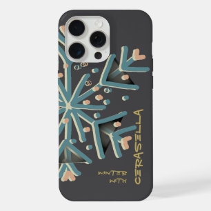 Schattige typografie winter sneeuwvlok meisjesacht iPhone 15 pro max case