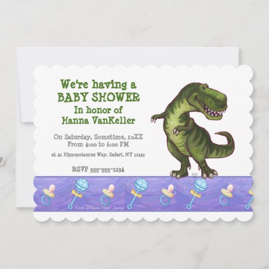 Schattige Tyrannosaurus-Baby shower Kaart (Voorkant)