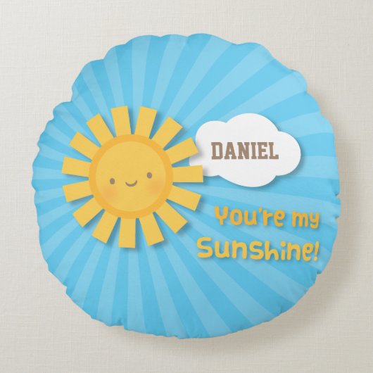 Schattige U bent mijn zonneschijn Gepersonaliseerd Rond Kussen (Voorkant)
