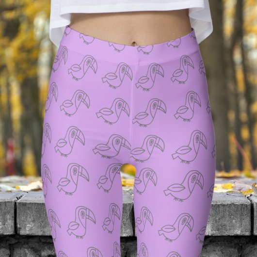 Schattige Ube Toucan vogelpatroon Leggings