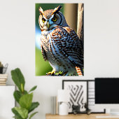 Schattige uil | AI Art Poster (Thuiskantoor)