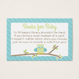 Schattige Uil Baby shower Boek Aanvraag Kaart blau