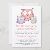 Schattige Uil Baby shower Het is een Meisje Roze Kaart (Voorkant)
