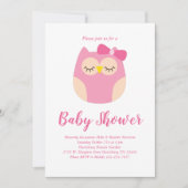 Schattige Uil Baby shower Roze Vogelmeisje Kaart (Voorkant)