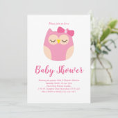 Schattige Uil Baby shower Roze Vogelmeisje Kaart (Staand voorkant)